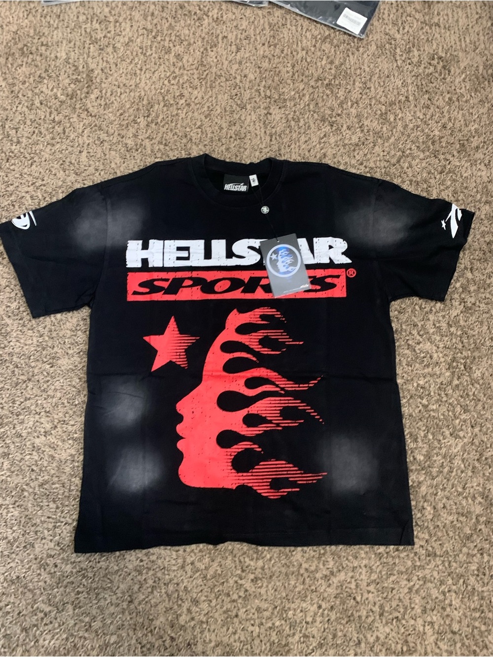 Hellstar Sport Red Flame Graphic Short-Sleeve Tee - Black NWT